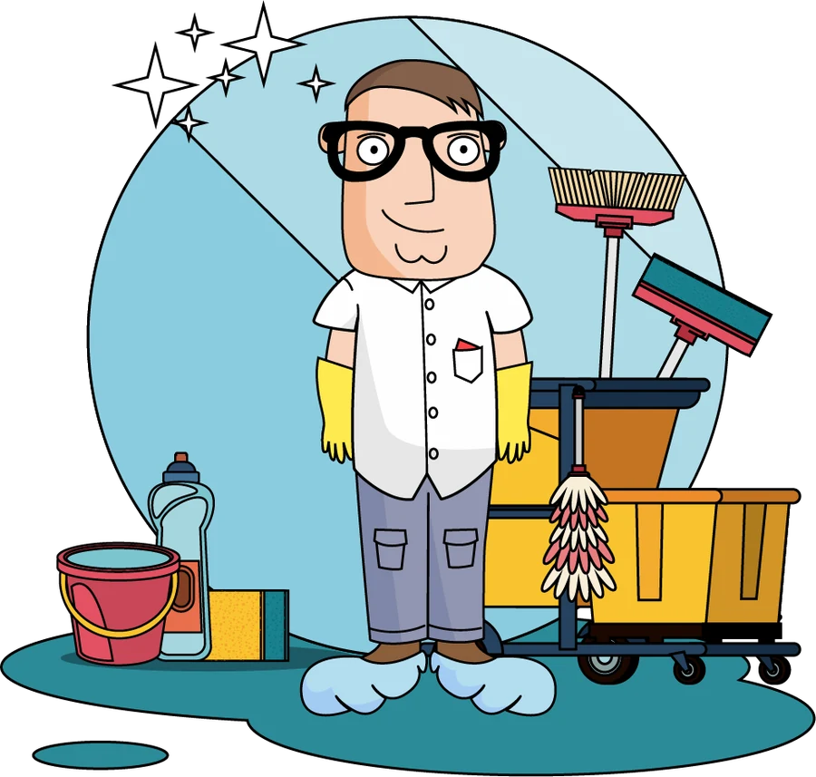 Billy alongside Cleaning Services professionals